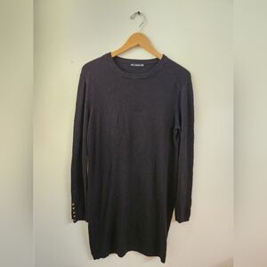 Zara Knit Women's Long Sleeve‎ Sweater Dress Button Detail Black Large